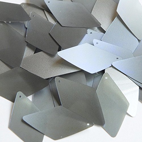 Platinum Lazersheen Translucent Sequin Long Diamond 1.75 inch Couture Loose Paillettes. Made in USA.