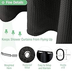 Dynamene Stall Black Fabric Shower Curtain - Waffle