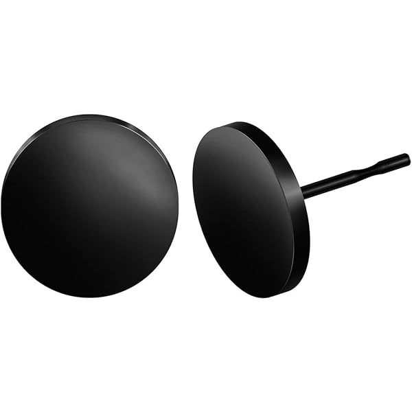 4 Pair Black Stainless Steel Stud Earrings Set - Round Cubic Zirconia, Nickel-Free For Men & Women