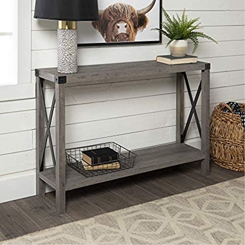 Walker Edison Sedalia Modern Farmhouse Metal X Entry Table, 46 Inch, Grey Pricepulse