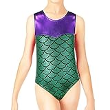 BAOHULU Girl's Spliced Diamond Gymnastics Sleeveless Tank Leotard 3-12 Years (8A(Recommended age 6-8Y), Green)