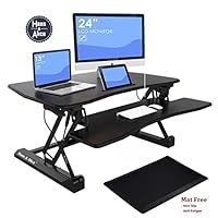 36" Adjustable Height Standing Office Desk with Anti-fatigue Mat | Stand Up Computer Workstation with Keyboard Tray and Free Standing Pad (Table1)