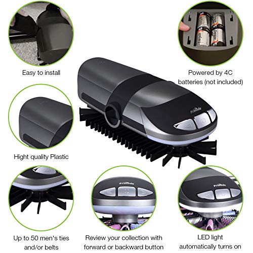 Primode Motorized Tie Rack Stores Up to 50 Ties Closet Organizer
