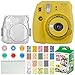 FUJIFILM INSTAX Mini 9 Instant Film Camera (Yellow with Clear Accents) + Instax Film (20 Shots) + Glitter Clear Case + Scrapbooking Album + 6 Colored Lens Filters + 20 Sticker Frames Nature Package