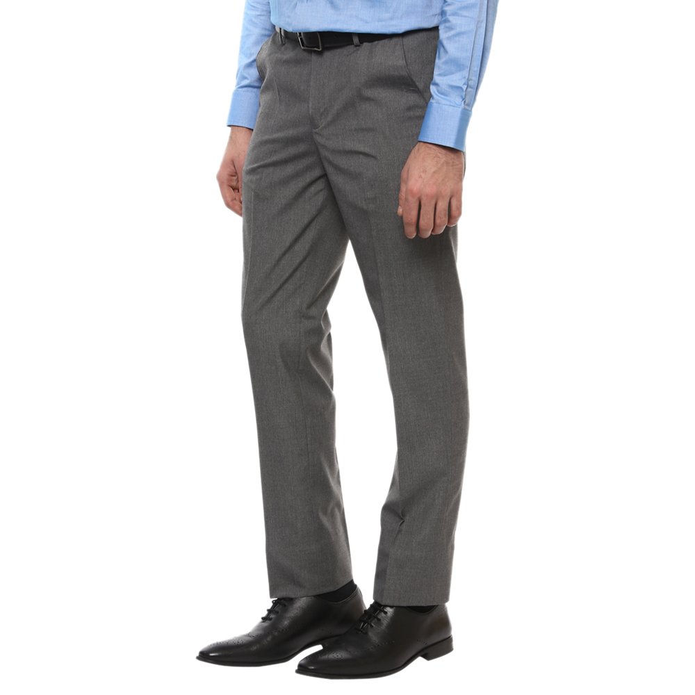 peter england men's slim fit formal trousers