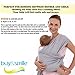 Super Soft Baby Sling Wrap Carrier -Free Adorable Baby Hat-Natural Cotton (GRAY)
