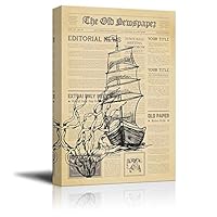 Canvas Wall Art Old Newspaper Painting Canvas Prints Home Artwork Decoration for Living Room,Bedroom - 12x18 inches