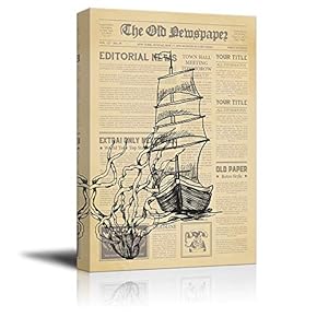 Canvas Wall Art Old Newspaper Painting Canvas Prints Home Artwork Decoration for Living Room,Bedroom - 12x18 inches