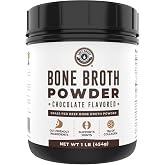 Bone Broth Protein Powder From Grass Fed Beef, Chocolate, 16oz | 16g Protein &amp; 13g Collagen per Serving - Great for Shakes &amp; Hot Chocolate - Keto Friendly, Low Carb &amp; Non-GMO