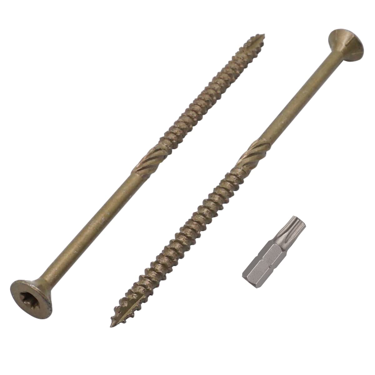 (Pack of 10 pcs) Green Anti-corrosion Finish 6.0 x 120 mm Timber Decking Screws, Wood Screws, Torx Head, Type 17, Countersunk Head, Exterior Screw (10, 6.0 x 120 mm)