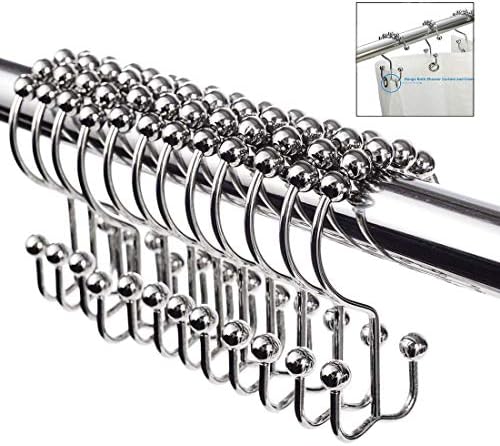 iPobie 12 Pcs Shower Curtain Hooks Rings for Bathroom Shower Rod