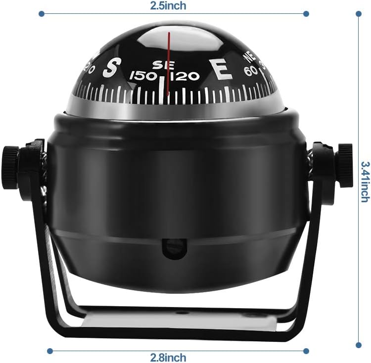 Yosoo Health Gear Mini Boat Navigation Compass, Marine Compasses Ball Night Vision Car Dashboard Compass for Boat Vehicle Caravan Truck : Sports & Outdoors