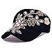 Black Womens Baseball Hat Lace Bling Flower Rhinestone Snapback Hip Hop Cap