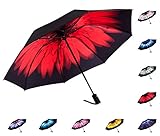 Fidus Reverse/Inverted Automatic Windproof Folding Travel Umbrella - Compact Lightweight Portable Outdoor UV Protection Golf Umbrella For Women Men Kids-red rose
