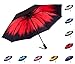 Fidus Inverted Reverse Sun&Rain Car Umbrella Large Windproof Travel UV Umbrella for Women Men - Auto Open Close(Red Rose)
