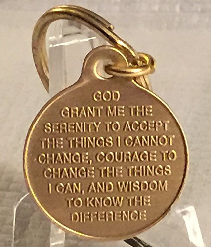 One Day At A Time Praying Hands 1" Bronze Key Chain Serenity Prayer