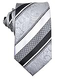Silver and Black Silk Tie and Pocket Square Paul Malone Red Line