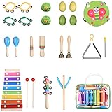 Toddler Toys Musical Instruments Set for Kids 20Pcs Mini Band Prime Wooden Baby Percussion Toy Rhythm Xylophone Band Drum Preschool Educational Early Learning