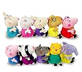 Adorable Original Plush Peppa Pig Family & Friends Pack of 10 Plush Toys Characters (Peppa Family Pack of 10)