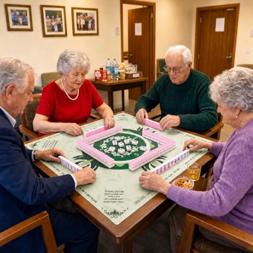 MJDYTYT 1.2-inch Premium Pink American Mahjong Tile Set. Made of Durable and Sturdy Melamine. Perfect for Multiplayer Games, on-the-go Gaming, and Playing with Family and Friends.（Pink）