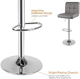 bigzzia Bar Stool Set of 2 Grey PU Leather Swivel Height Adjustable Backrest view 3
