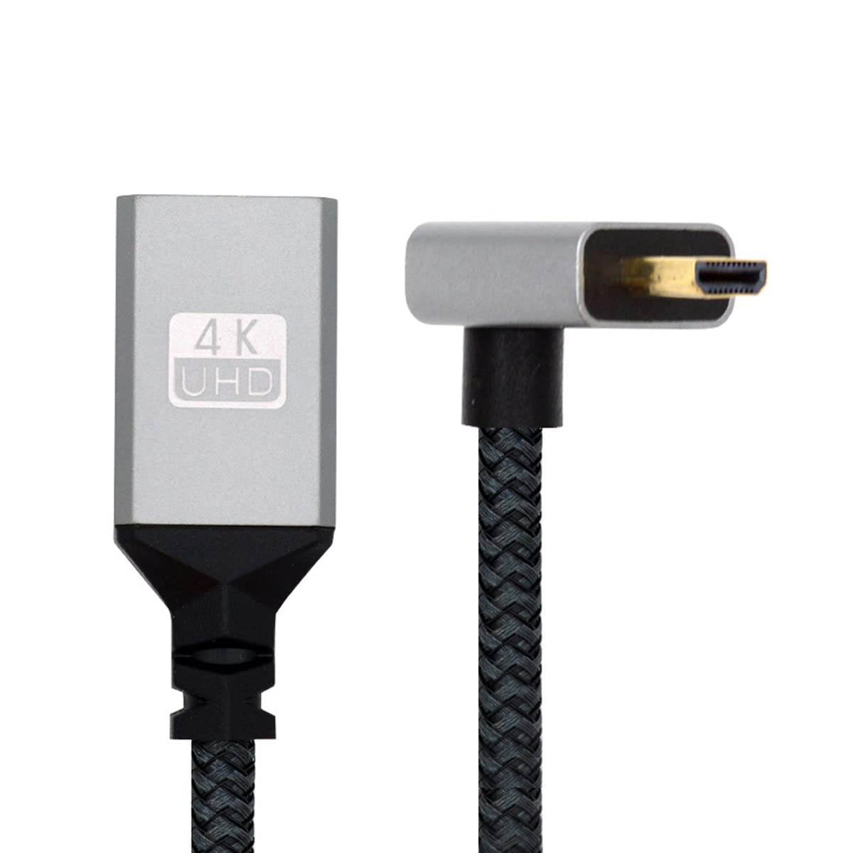 CY 4K Cable Type-D Micro HDMI 1.4 Male 90 Degree Down Angled to HDMI Female Extension Cable for DV MP4 Camera DC Laptop HDTV