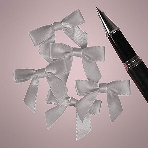 Mini Silver Satin Bows - 1 3/8 in. x 1in. - 50 Pack