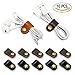 FIBOUND 10pcs Earphone Winder Leather Cable Straps,Apple Lightning Cable Ties Leather Cord Organizer,USB Cable Clips,Earphone Winder with Leather Handmade (10 in a Pack)