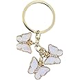 Fuqimanman2020 1~3 Pcs Butterfly Charms Keychain Cute Acrylic Crystal Butterfly Chain Tassel Keyring Purse Bag Accessories
