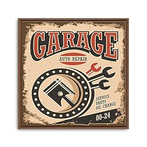 Framed Canvas Wall Art for Living Room, Bedroom Vintage Garage Canvas Prints for Home Decoration Ready to Hanging - 16x16 inches