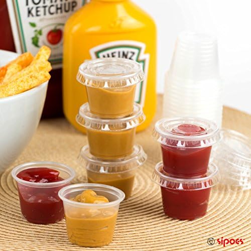 125 Sets Of Plastic Jello Shot Cups with Lids, 1-Ounce by Sipoes