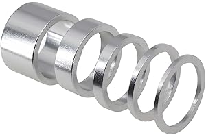 DJC Components 5 Pieces Bike Headset Alu Spacer Bicycle 25.4mm 1 Inch 1 20 10 5 3 2 mm, 5 Size, Bike Stem Adjusting Dust Cove
