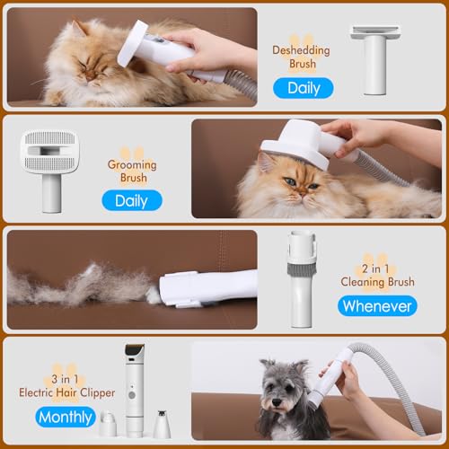 Rywell 4L Large Capacity Dog Hair Vacuum Cleaner Pet Grooming Kit with 4 Adjustable Modes (3/6/8/13kPa) HEPA Filtration for Pet Hair Loss