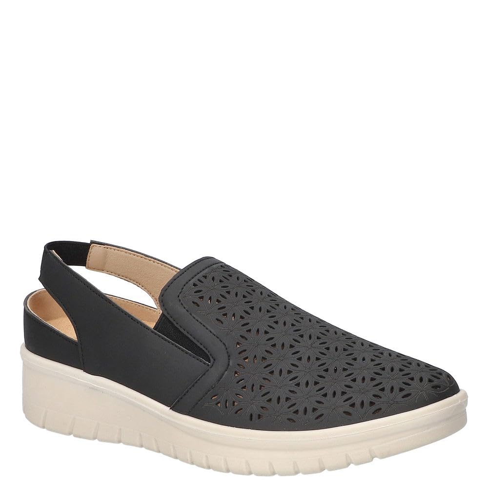 Easy Street Women’s Petal Sneaker, Black, 7.5 X-Wide