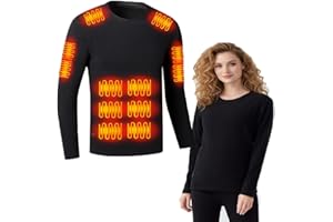 OUMEITT Heated Thermal Underwear Womens 26 Zones Heated Shirt Women Long Sleeve USB/DC Interfaces(Power Bank Not Included)