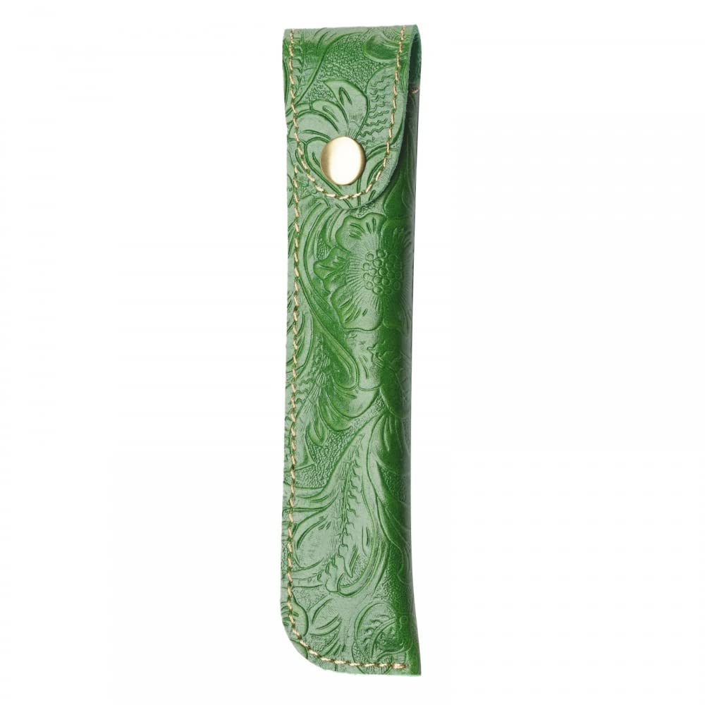 Leather Pencil Case, Double Pen Cover Retro Carved Fountain Pen Case Holder for Daily Use in School Office