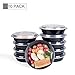 Glotoch 44 Ounce BPA Free Plastic Meal Prep Containers with Lids, 1 Compartment Lunch Box & Round Food Containers, Microwave & Freezer & Dishwasher Safe Containers&Bento Boxes, Black, 10 Count