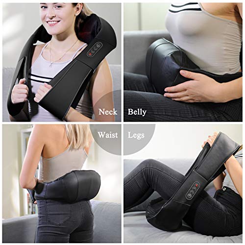 Neck Massager, Shiatsu Back Massagers with Heat Function and Electric Deep Tissue 3D Kneading, Relieve Muscle Pain, for Shoulder, Travel, Office, Home, Car - Thumbnail 2