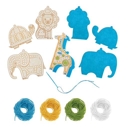 Stephen Joseph, Set of 4 Wooden Lacing Cards - Gifts for Girls Boys - Craft Activities Party Supplies for Toddler Kids, Zoo