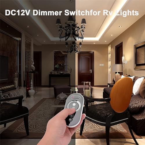TERRIFI DC 12V-24V 18A PWM Dimmer Switch with Touch Remote Control - Dimmable LED Light Strip Dimmer, Adjustable Brightness Light Switch