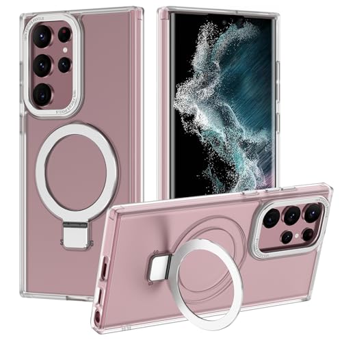 Casehas for Samsung Galaxy S22 Ultra Case,with Magnetic Invisible Stand [Military Drop Protection] [Compatible with MagSafe] Shockproof Slim Translucent Anti-Slip, Clear