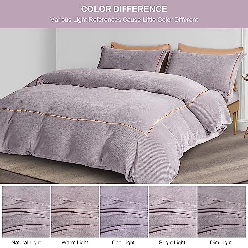 SAPHREAS Purple Gray Velvet Girl Bedding Comforter Cover Set Twin Size Gold Purple Fluffy Duvet Cover Set 1 Duvet Cover 2 Pillow Shams