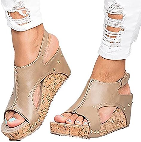 Ru Sweet Women's Sandals Peep Toe PU Belt Buckle Blocking Hook-Loop Fashion Wedges Sandals Summer Shoes Heel Sandal