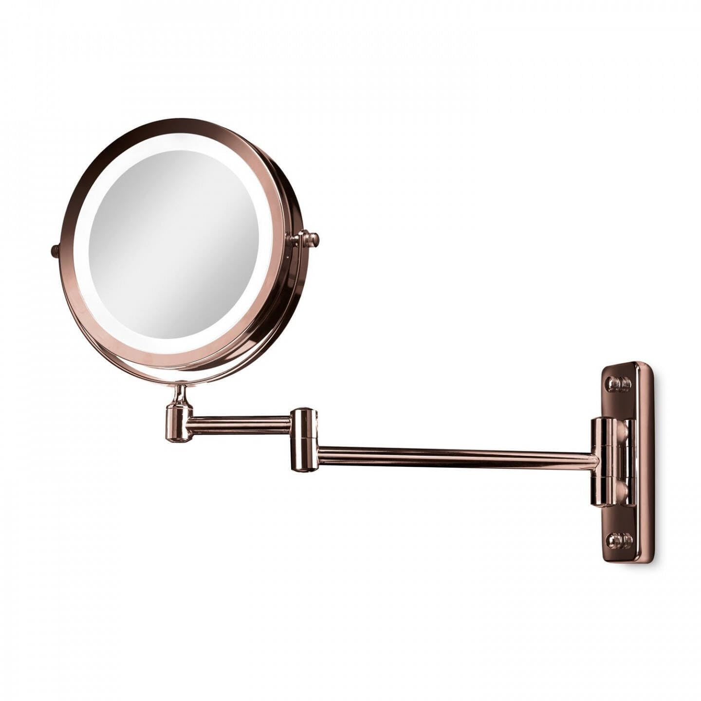 Gillian Jones- Double sided wall mirror w. LED - x1/x10 magnification - kobber