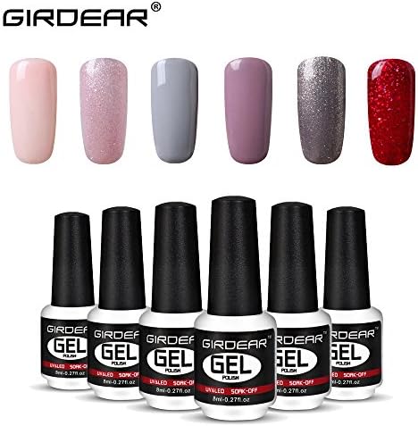 Girdear 6 Color UV LED Gel Nail Polish Soak Off Varnish Beauty Manicure Salon Nail Art Starter Kit 8ML #C013