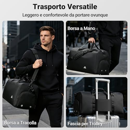 ANNMOR Borsa Palestra, 57L Capiente Gym Bag Uomo con Scomparto Scarpe Separato & Tasca Impermeabile