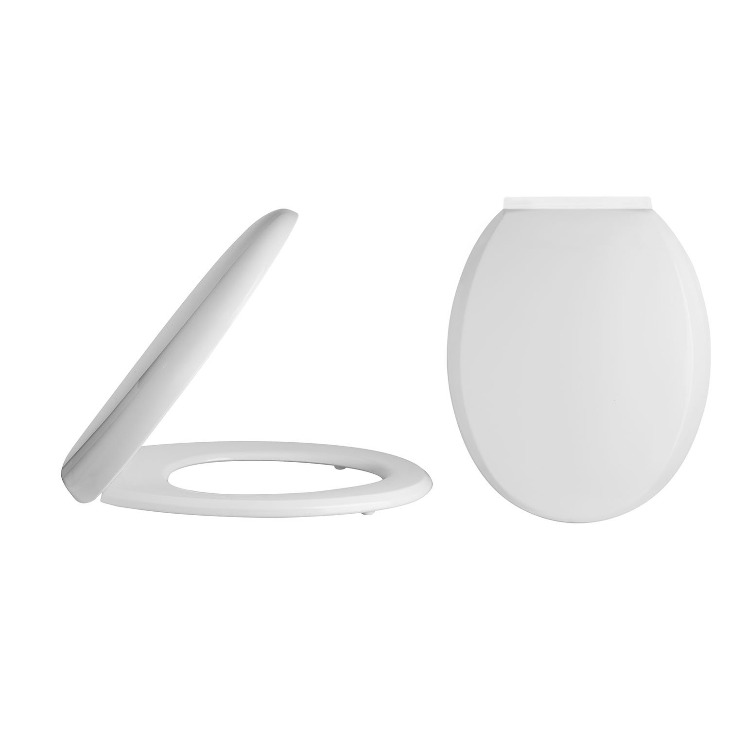 Nuie NTS008 | Modern Bathroom Round Soft Close Toilet Seat, 448mm x 362mm, White