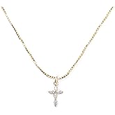 DUOSI Cross Necklace Faith Pendant 14K Plated Dainty Chain Minimalist Simple Tiny God Lords Prayer Religious Jewelry