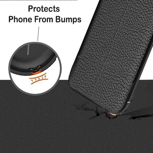 ERIT Auto Focus Shock Proof Leather Pattern Armor Soft Back Case Cover for Samsung Galaxy J7 Max (Black)