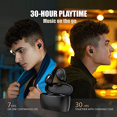 XTREMTEC True Wireless Earbuds, Bluetooth Earbuds Noise Cancelling Bluetooth Headphones for iPhone/Android Small Earbuds with Mic Waterproof Cordless in-Ear Earphones Deep Bass Sound Headsets (Black)
